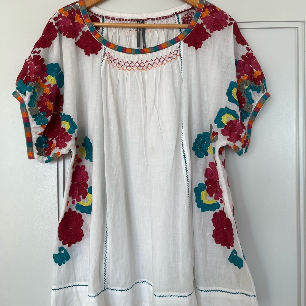 Anthropologie Multicolor Embroidered Tunic Oversized Blouse - Size M - NWOT - Picture 4 of 12